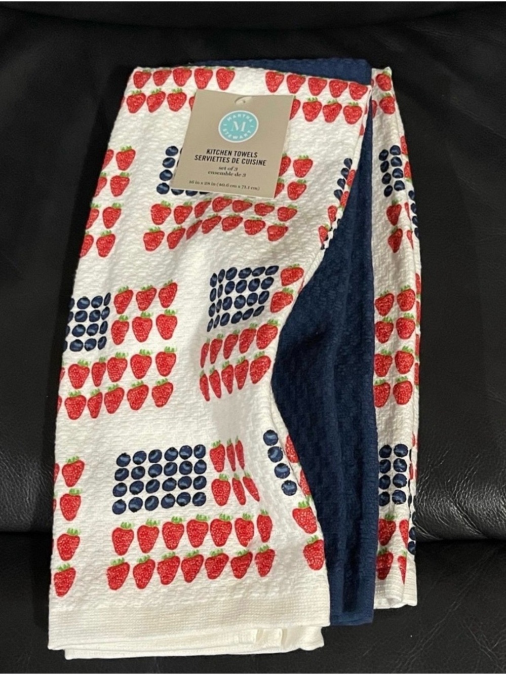 Patriotic Martha Stewart Strawberries and Blueberries Kitchen Towels